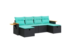 Maison Exclusive - Set De Sofás De Jardín 6 Piezas Y Cojines Ratán Sintético Negro