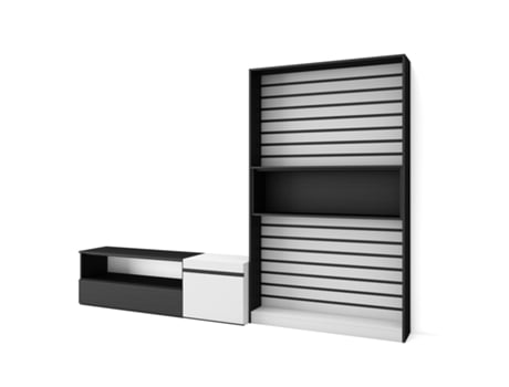 Muebles de Salón para TV 260x186x35cm Para TV hasta 65 Mueble Televisión Blanco y negro