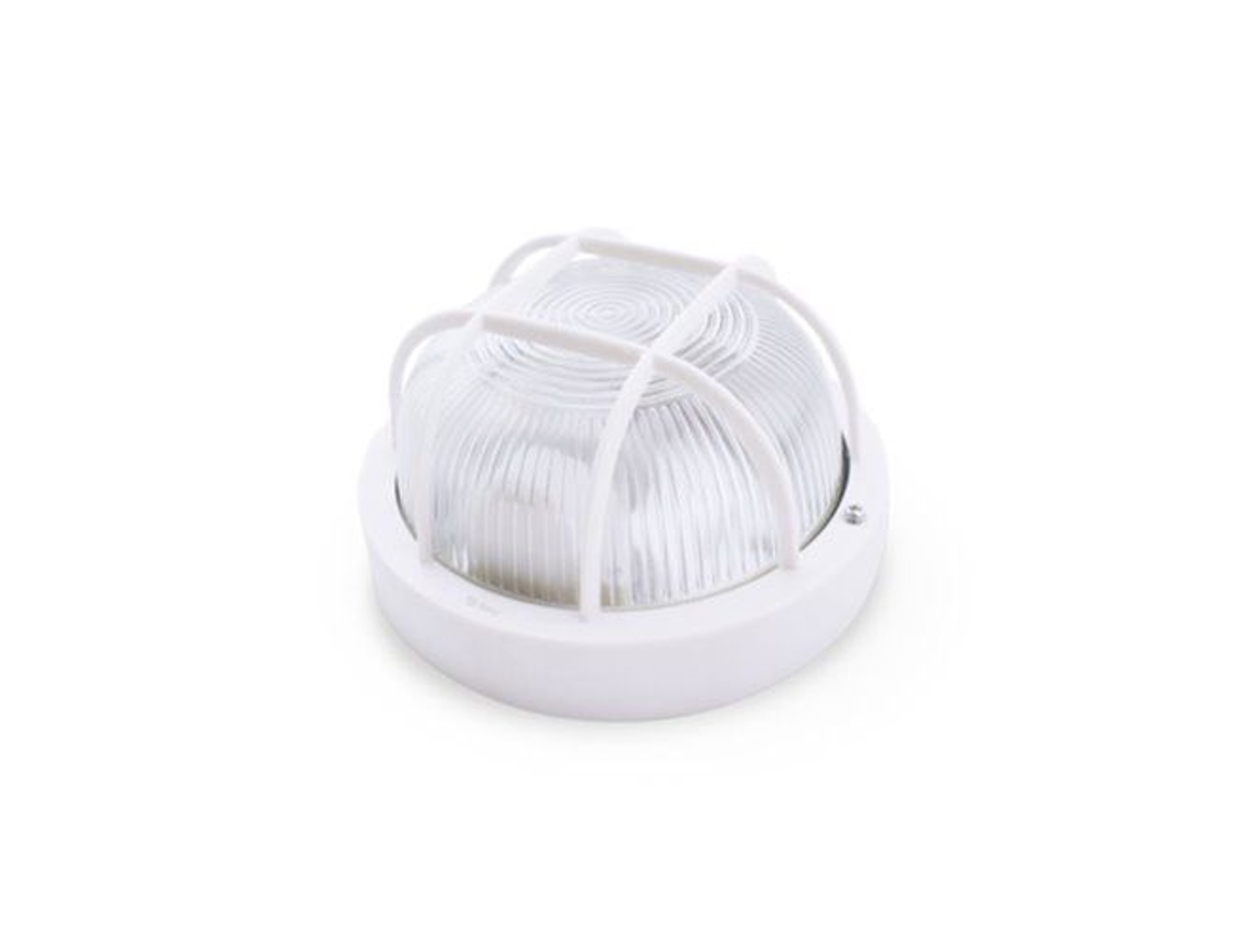 Aplique de pared redondo termoplástico con rejilla blanca E27 GSC 0700156