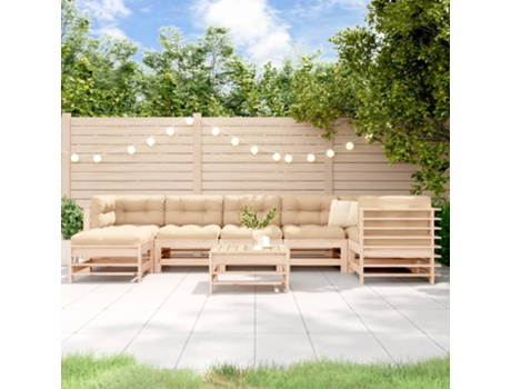 Conjunto 8 de muebles de jardín VIDAXL y cojines madera maciza