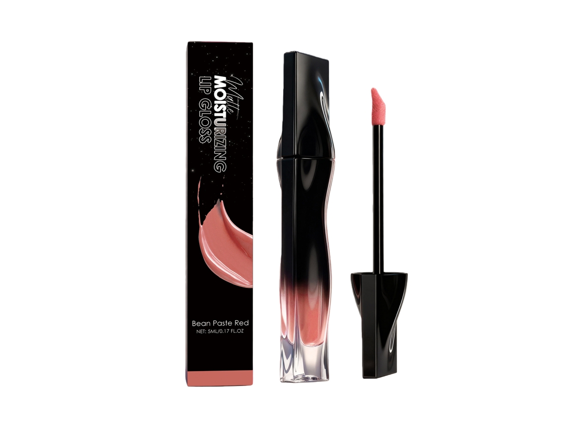 Brillo labial hidratante Red Matte Bean que no se adhiere a los labios líquidos.