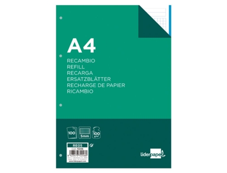 Recarga de Hojas LIDERPAPEL 100 h 100g/m² mod. 46 (A4)