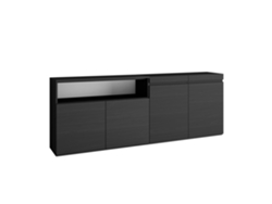 Aparadores para salón 200x75x35cm 4 Puertas Armario zapatero Negro