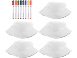 Juego De 5 Piezas De Sombreros De Cubo En Blanco Para Sublimar Para Niños Y Niñas, Sombreros De Playa Para Pintar Y