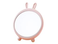2026-linjou Espejo De Maquillaje De Mesa Plegable Portátil Conejo Cartoon Colgado De Pared Rosa