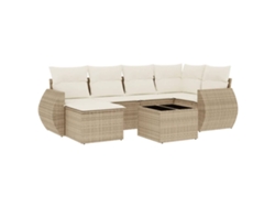 Conjunto de 7 sofás de jardín con cojines de mimbre beige MAISON EXCLUSIVE (7 piezas)