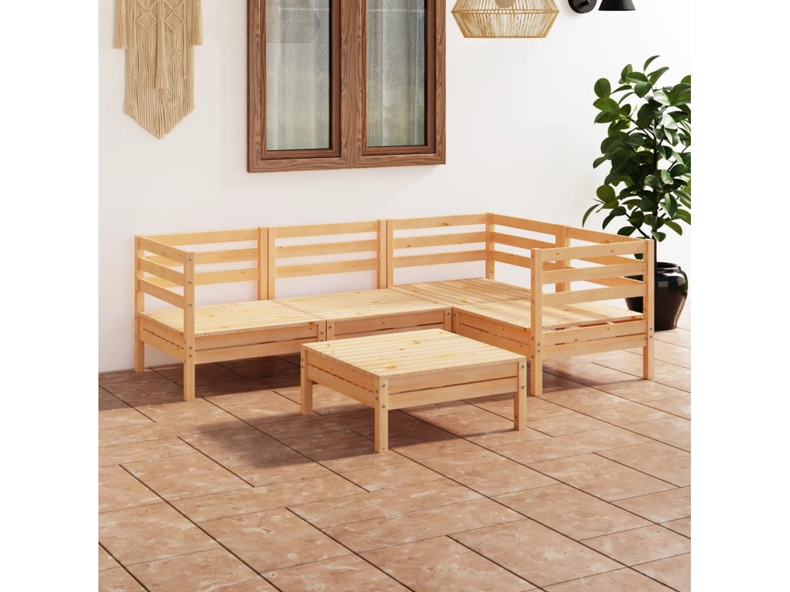 Conjunto de salón de jardín de 5 piezas de pino macizo DKD Home Decor