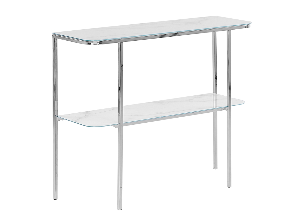 Aparador de estilo glamuroso BELIANI Calvert de Vidrio templado Blanco 100x35x84