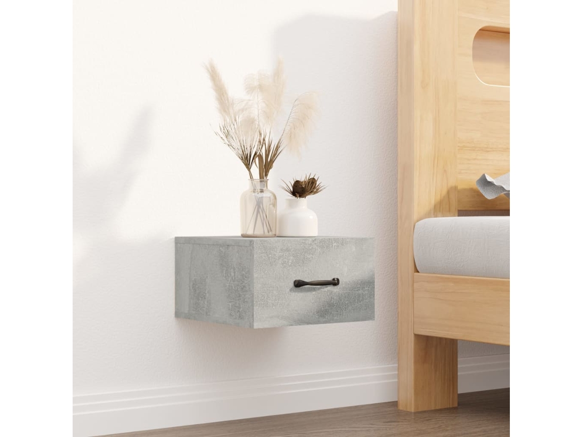 Mesa Cabeceira LOVELY HOME Mesinha Montagem na Parede 35X35X20 Cm Cinzento Cimento