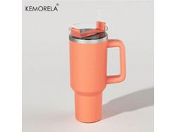 Botella térmica de acero inoxidable de 1200 ml con funda protectora y pajita. Mdug (naranja)