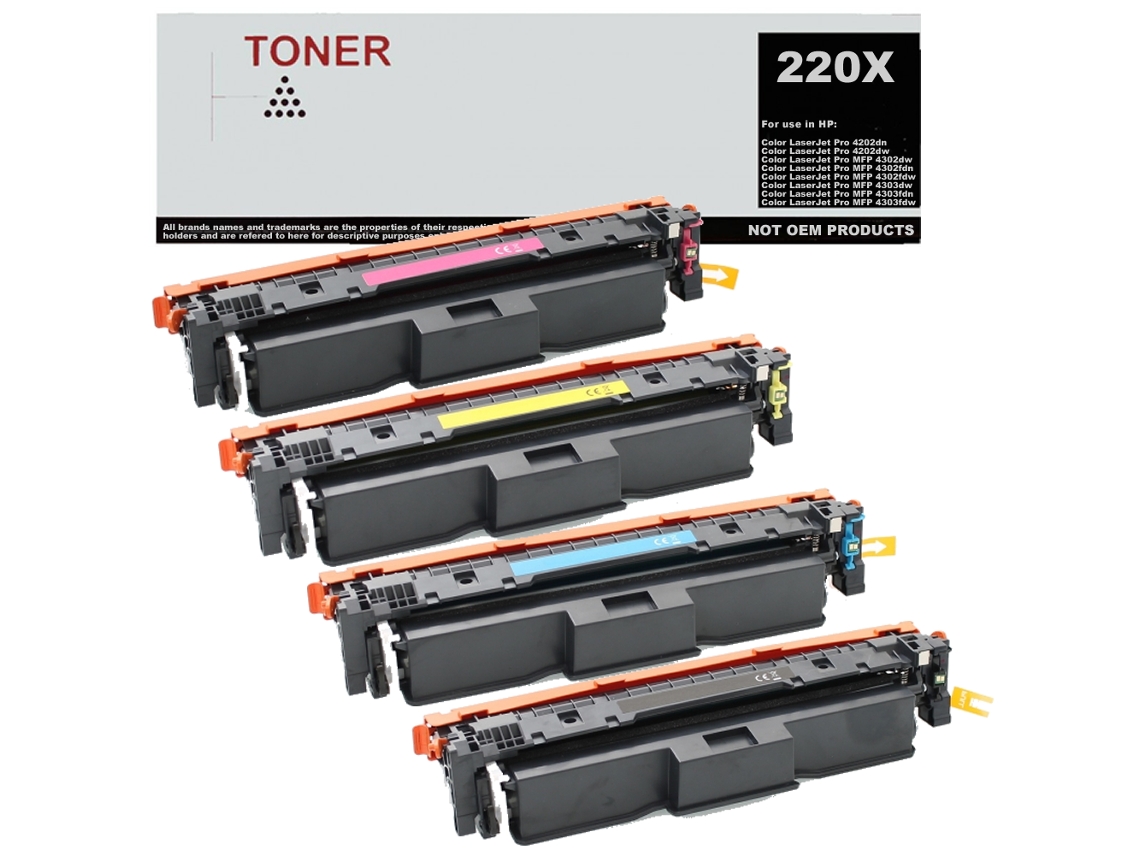 220X / 220A pack 4 toner multicolor compatible con HP W2200X W2201X W2202X W2203X GENÉRICO