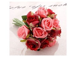 2 Ramos De Rosas Artificiales, 12 Ramos Decorativos, Para Decoración Del Hogar, Oficina, Bodas Y Novias (rojo-rosa)