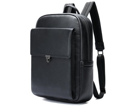 Mochila para Hombres Cuero Genuino Computadora Portátil Grandes Viajes De Negocios Computadora Bolsos De Hombro Vintage-Negro
