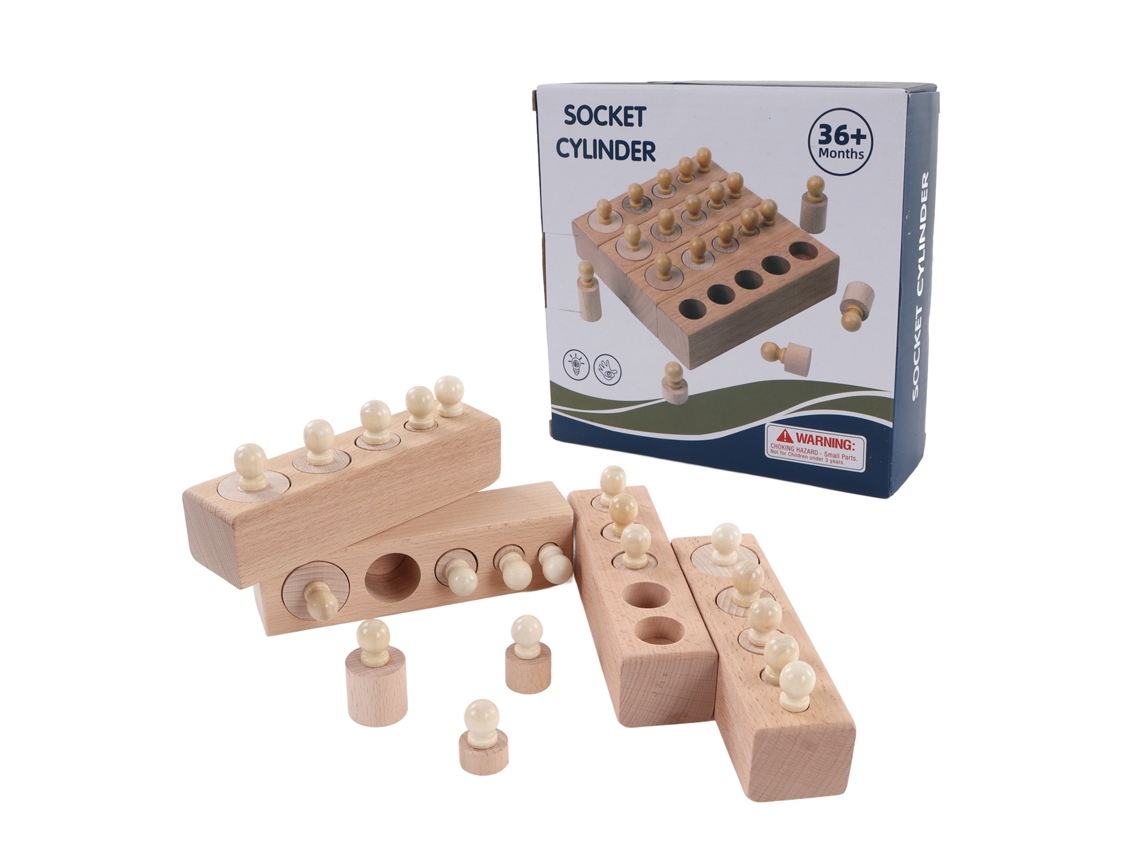 Yncm-juguete De Cilindros Con Pomos De Madera De Haya Para Educación Infantil Educativo Bloques De Cilindros Para Juego Escolar En Casa