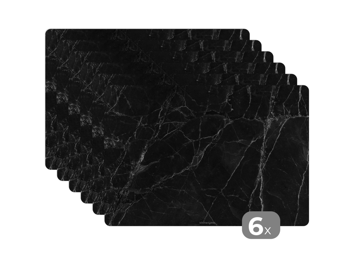 Manteles Individuales Juego De 6negro - Mármol 45x30 Cm