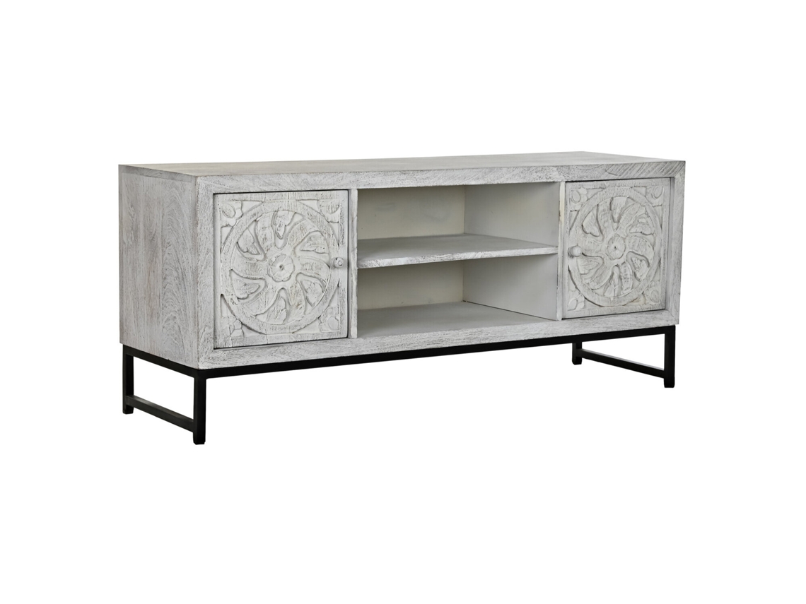 Mueble Tv Mango Metal Mandala Blanco 130x40x55cm