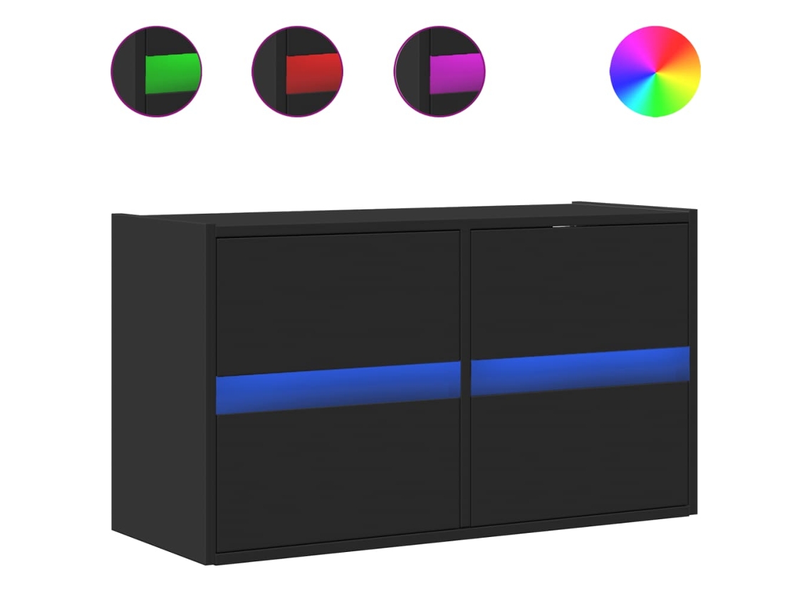 Mueble de pared con luces LED negras MAISON EXCLUSIVE (80x31x45 cm)