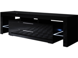 Mueble TV MÓVEIS BONITOS Selma con LED RGB (160x35x53 cm - Negro - Melamina)