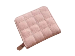 Cartera De Mujer De Piel Sintética, Plegable, Con 8 Ranuras Para Tarjetas, Cierre De Cremallera Y Bolsillos Para Monedas Y Llaves, Color Rosa.