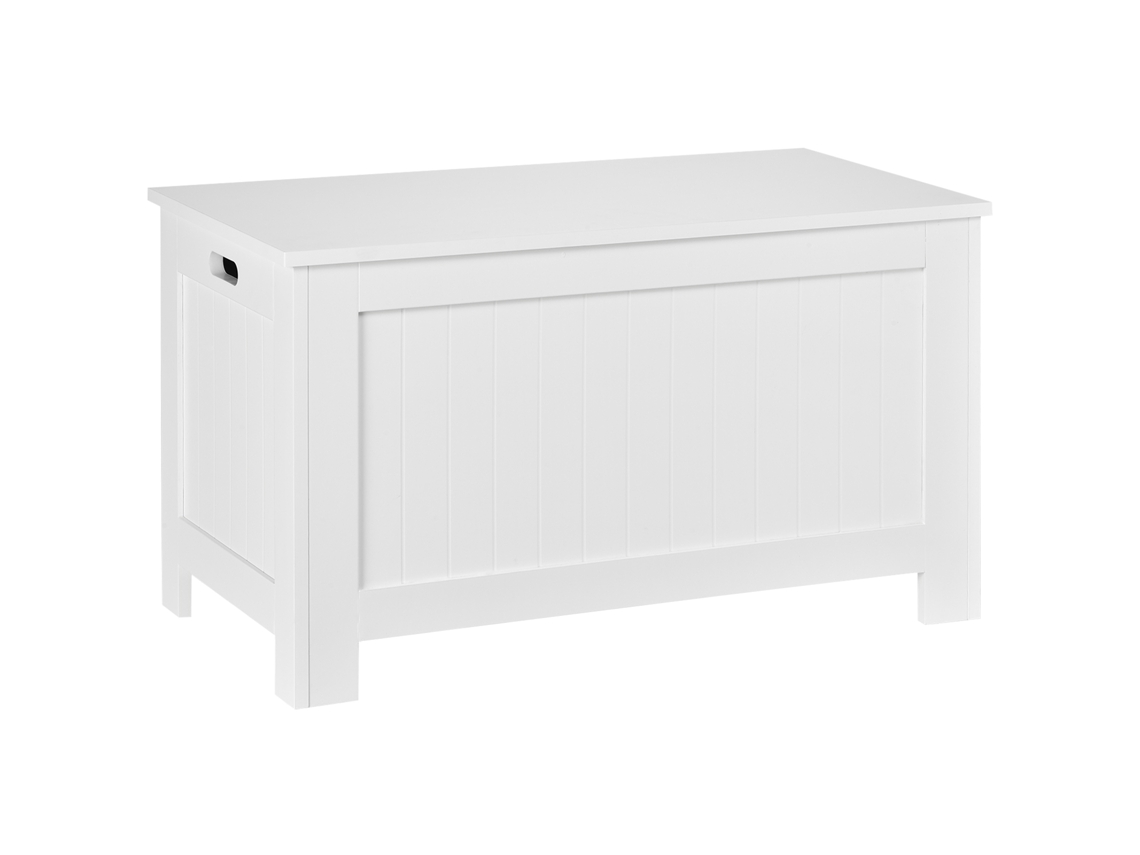 Baúl Almacenamiento Madera Tapa Abatible 81x40x46cm Blanco