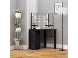 Tocador | Mesa De Vestidor De Esquina Con Led Negro 111x54x141,5 Cm