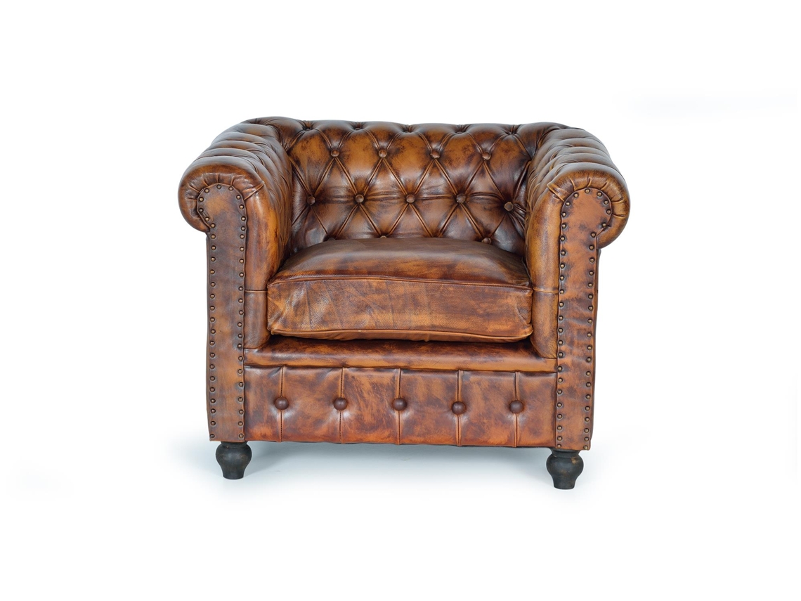 Sillón chester piel Marrón.GINER Y COLOMER 72x86x96