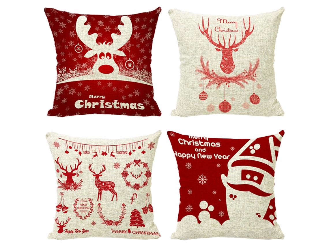 Juego De 4 Fundas De Almohada Navideñas Con Motivos De Copos De Nieve
