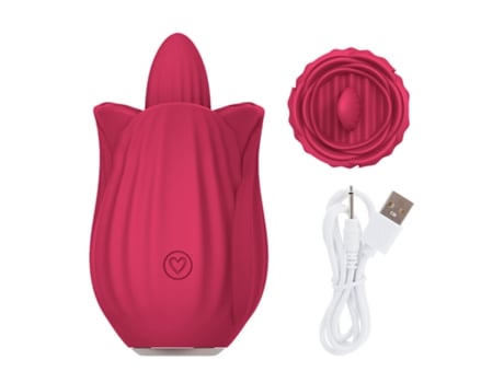 Mini rosa vibrador para lamer la lengua para mujer (rojo) ENZONS