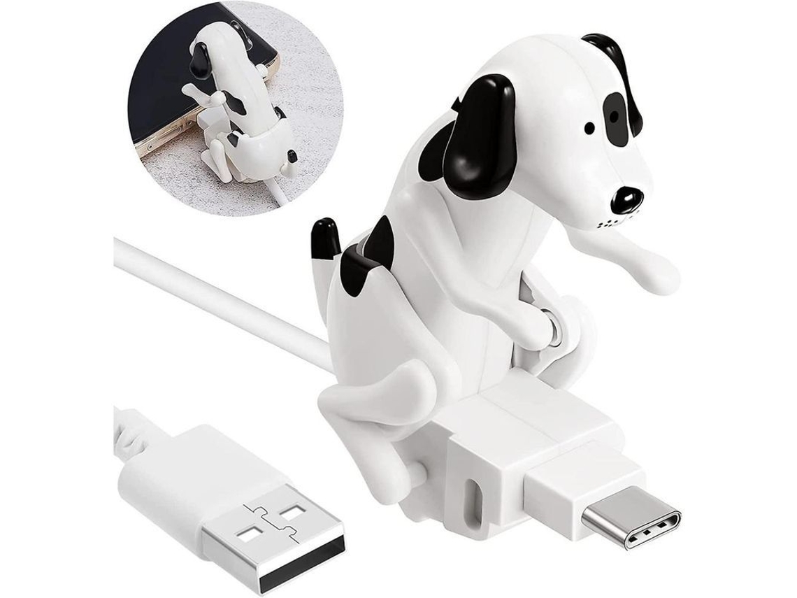 Cable De Carga Usb-c Perro Con Movimiento Automático Para Teléfonos Móviles, Blanco