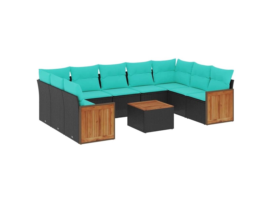 Maison Exclusive - Conjunto De Sofá De Jardín De 10 Piezas Con Cojines, De Poliratán Negro