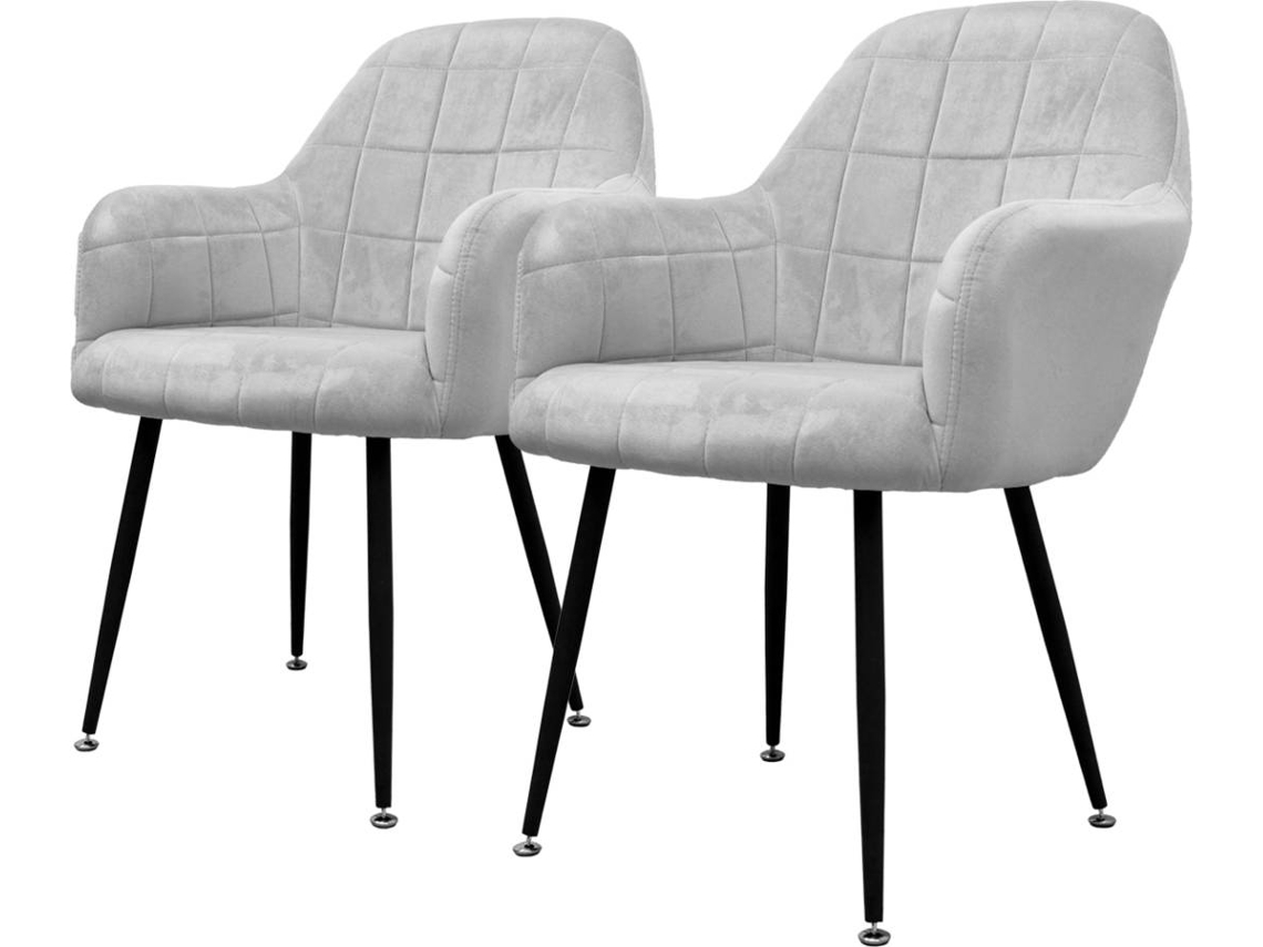 Conjunto de 2 Sillas de Comedor ECD 79 Gris (Microfibra, Metal - 58x43x83 cm)
