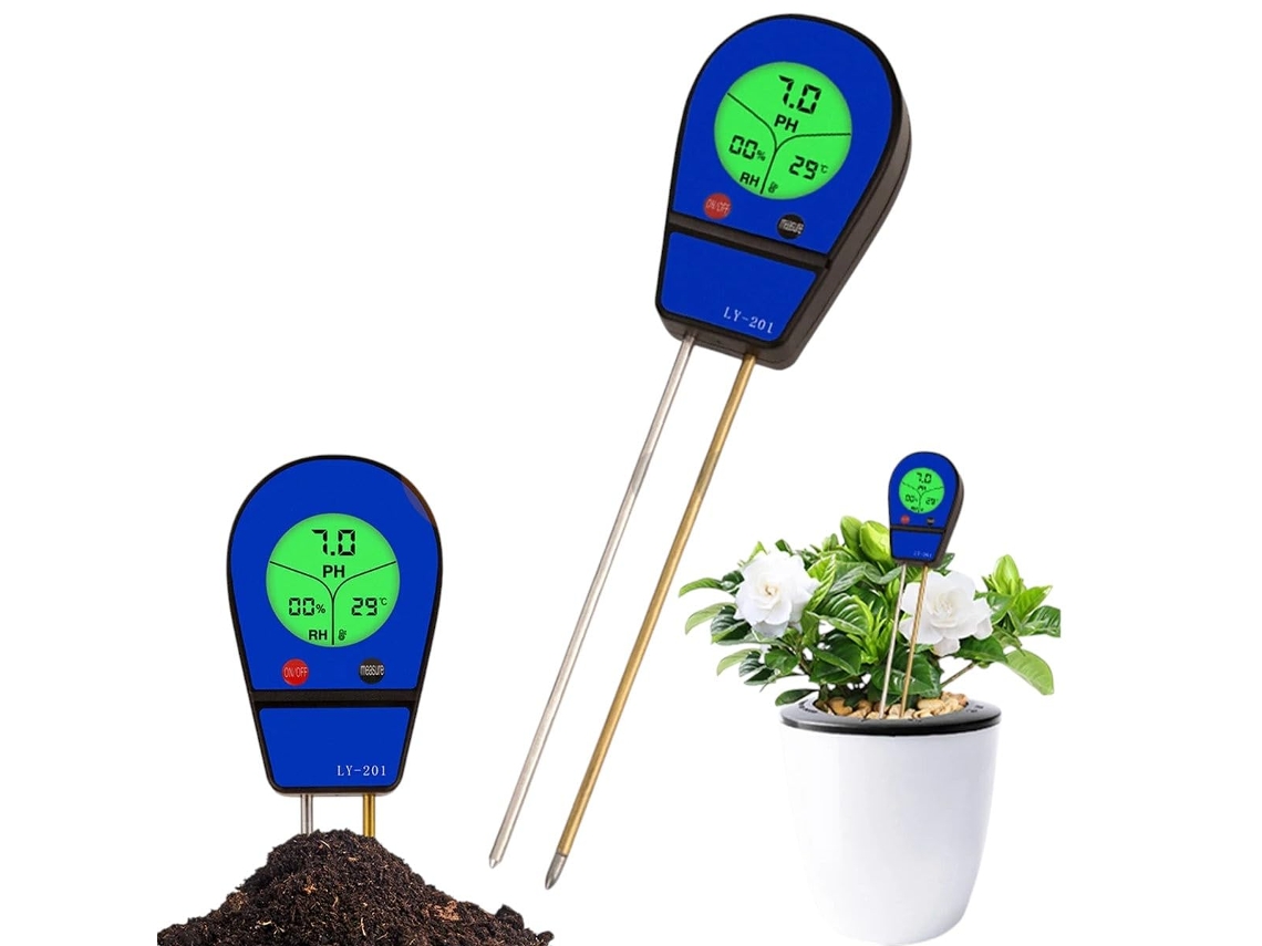 Medidor Electrónico De Suelo 3 En 1: Ph, Humedad, Termómetro Y Luxómetro — Para El Monitoreo Del Entorno Del Suelo.