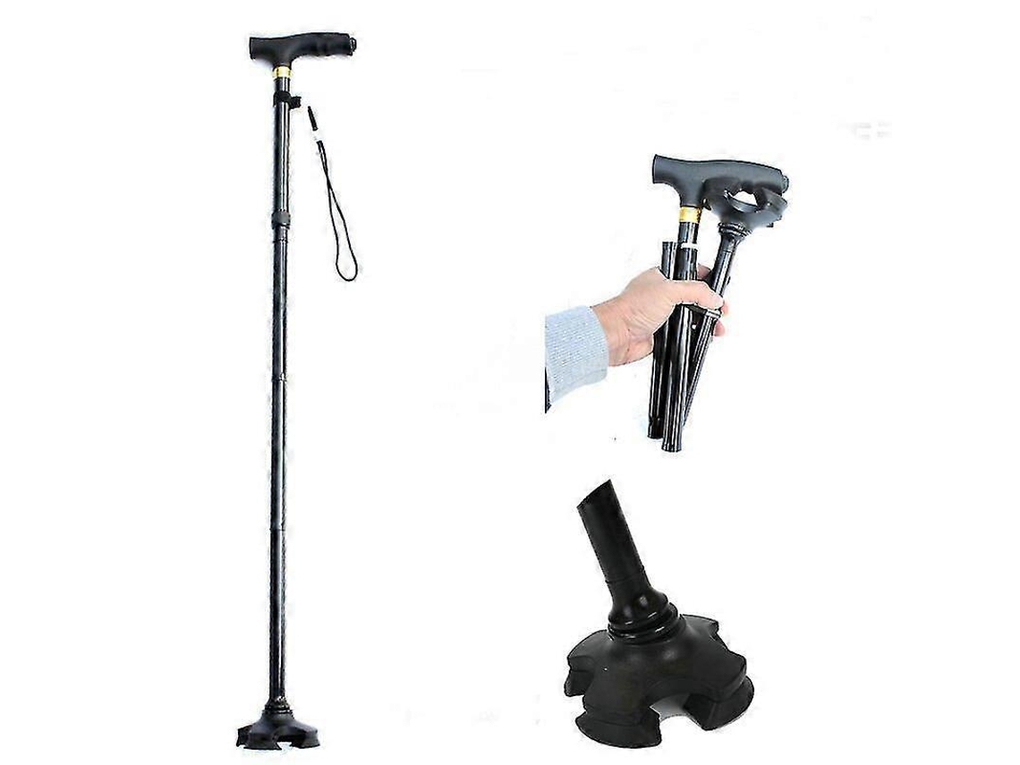 Bastón plegable Alpenstock para personas mayores, bastón de trekking ajustable con luz