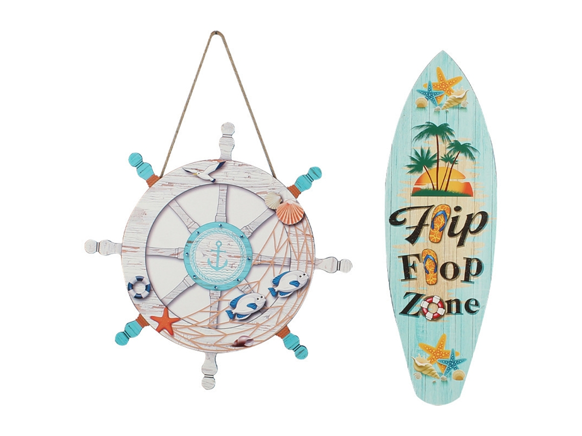 2 Piezas De Decoración De Pared De Tablones De Madera Con Diseño De Playa Y Océano Para Colgar En El Baño O La Sala De Estar.