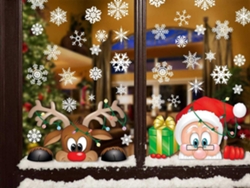 Pegatinas navideñas de copos de nieve para ventanas, pegatinas estáticas reutilizables y extraíbles para el hogar RNEMITERY