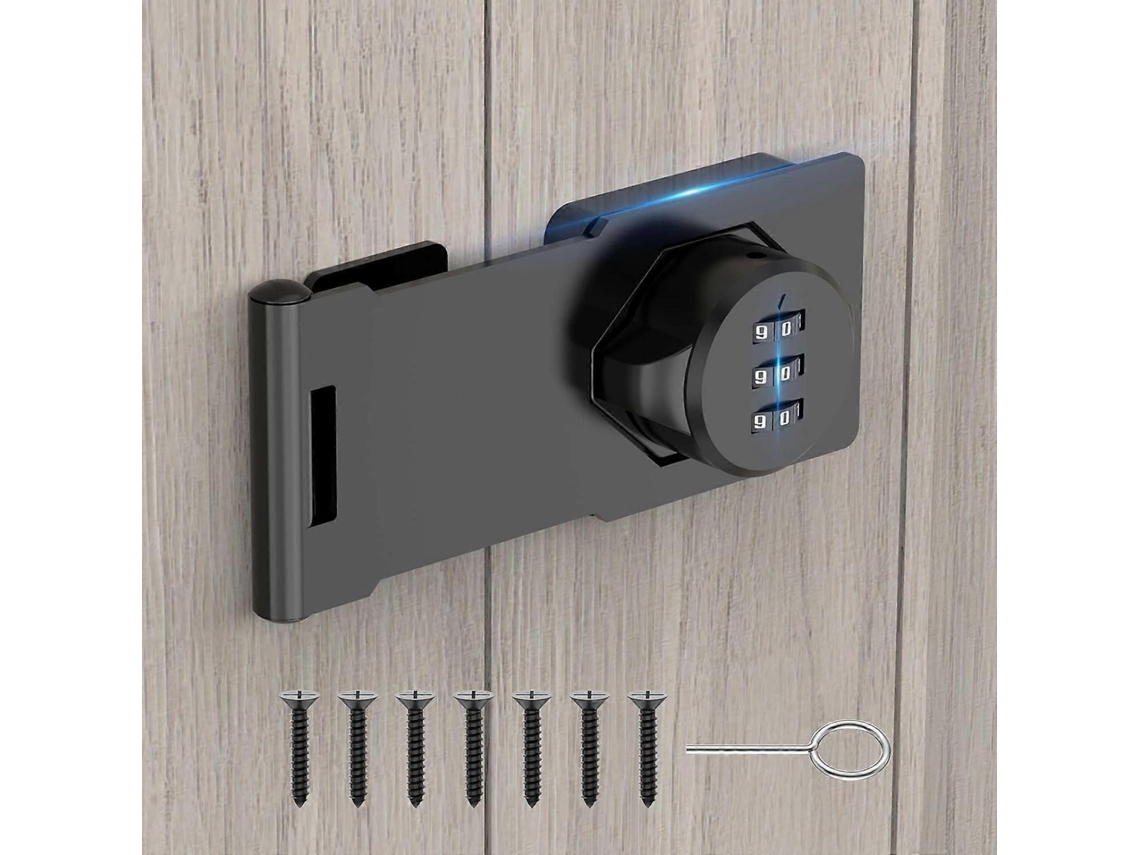 Cerradura De Combinación Para Armarios Y Puertas Deslizantes, Seguridad De Casa, Material Resistente, Negro (1 Pieza)