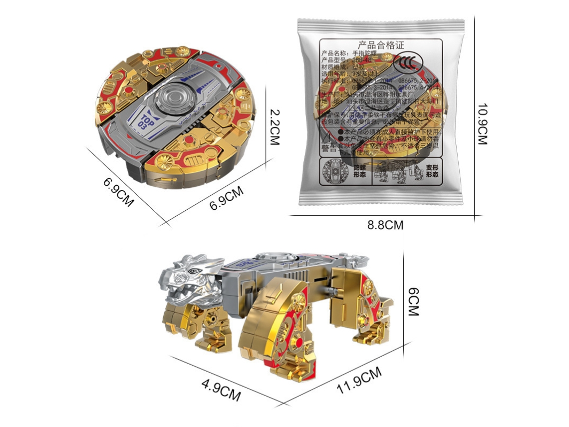 Juguete deformable Spinner de dinosaurio para niños dorado DIGITALLAB