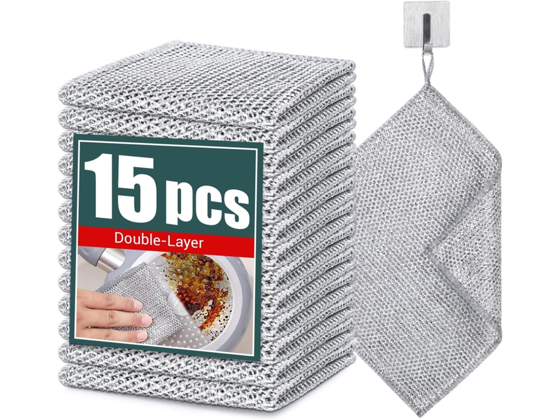 15 Paños De Limpieza, Paño De Limpieza Milagroso De Alambre Multiusos, Paño De Cocina De Alambre Multiusos, Limpieza Húmeda Y En Seco.