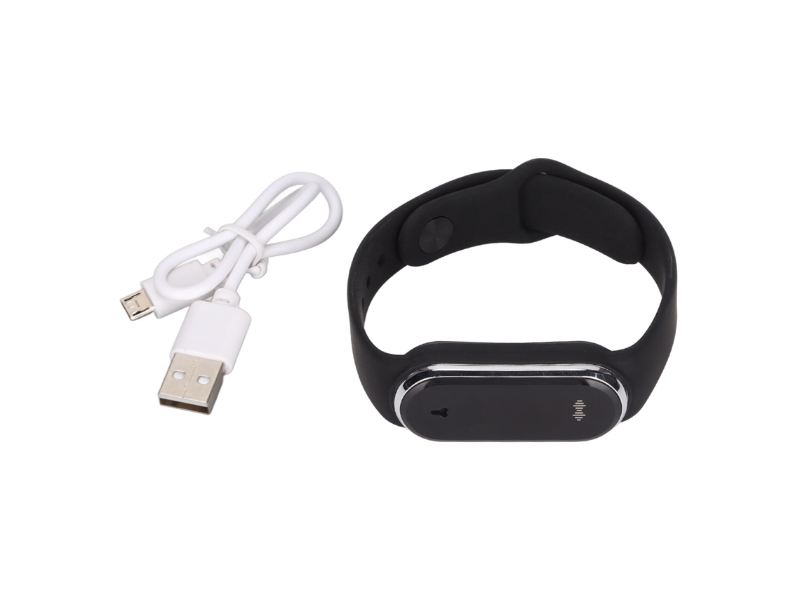 Pulseira Anti-mosquitos Ultrassônica Portátil Com Relógio Digital Led Silicone Preto