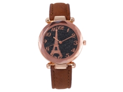 Reloj De Pulsera Analógico De Cuarzo Cmk64 Con Esfera Redonda Y Diseño De La Torre Eiffel (color Café).