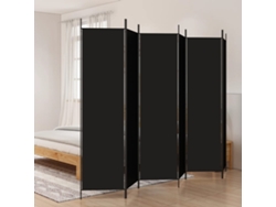 Biombo de 6 paneles, 300 x 200 cm, tela negra, WSD421151, Adorable Home