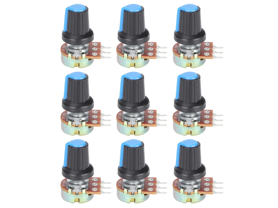 2026as-kit De 9 Potenciómetros Lineales Rotativos Wh148 Metal B1k 2k 5k 10k 20k 50k 100k 500k 1m Con Perilla