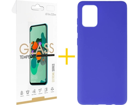 Kit Funda + Protector de Pantalla Samsung Galaxy A71 5G SKYHE Liso (Azul)