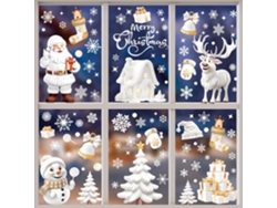 190 pegatinas navideñas para ventanas con efecto estéreo, calcomanías de copos de nieve y Papá Noel impresas a doble cara, pegatinas autoadhesivas navideñas de invierno con hojas y vistas.