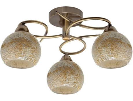 Plafón FABRILAMP Tandil 3 Luces (Marrón - E14 - Máx. 40W - Cristal - Metal)