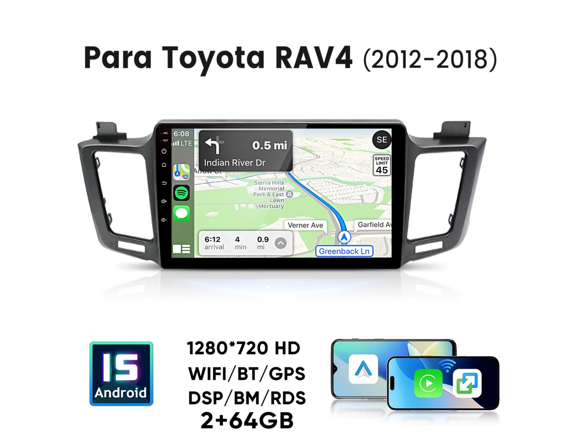 Radio Junsun De 10 Pulgadas Con Android 15, 2 Gb De Ram Y 64 Gb De Almacenamiento, Wifi, 4 Núcleos, Para Toyota Rav4 (2012-2018), Compatible Con Carpl