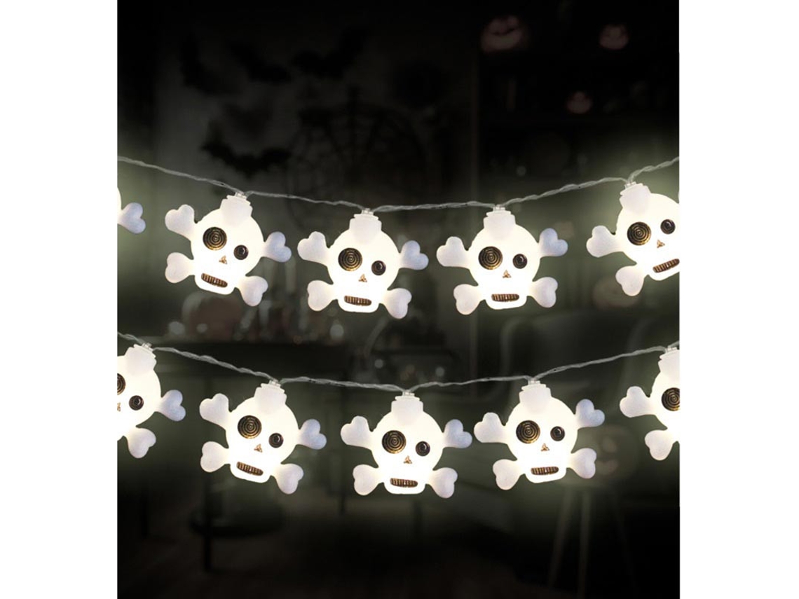 Guirnalda de Calaveras de plástico con luz de 5x4 cm