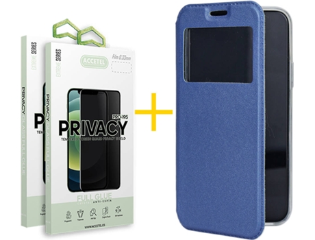 Carcasa + 2 Protectores de Pantalla para Samsung Galaxy S22 5G ACCETEL Azul