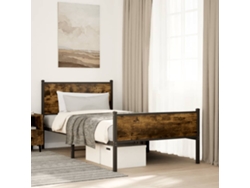 Estructura De Cama Sin Colchón Metal Roble Ahumado 100x200 Cm