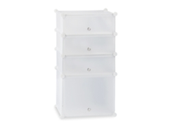 Relaxdays Sapateira De Plástico, Sistema De Prateleiras 4 Níveis, Com Portas, Para 8 Pares, Hbt 91 X 49 X 36 Cm, Branca